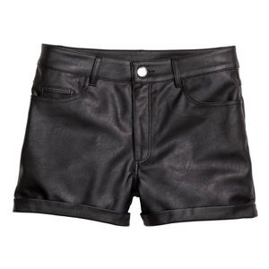 H&M Divided Cuffed Imitation Leather Shorts
